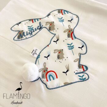 fralda pano coelhinho bebe flamingo handmade