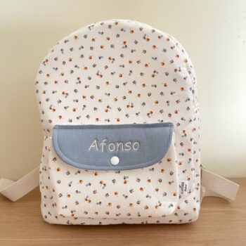 mochila creche tecido flamingo handmade