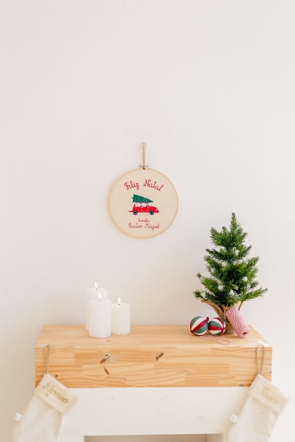 bastidor porta natal flamingo handmade