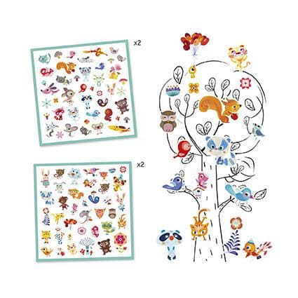 pequenos amigos 160 autocolantes djeco flamingo handmade
