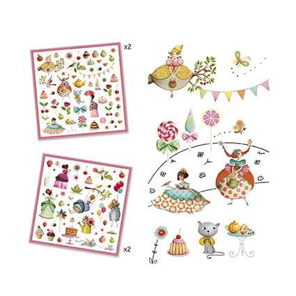 festa chá 160 autocolantes djeco flamingo handmade