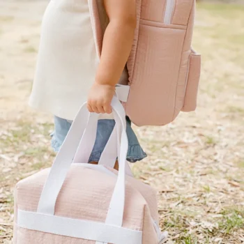 mochila lancheira creche flamingo 43