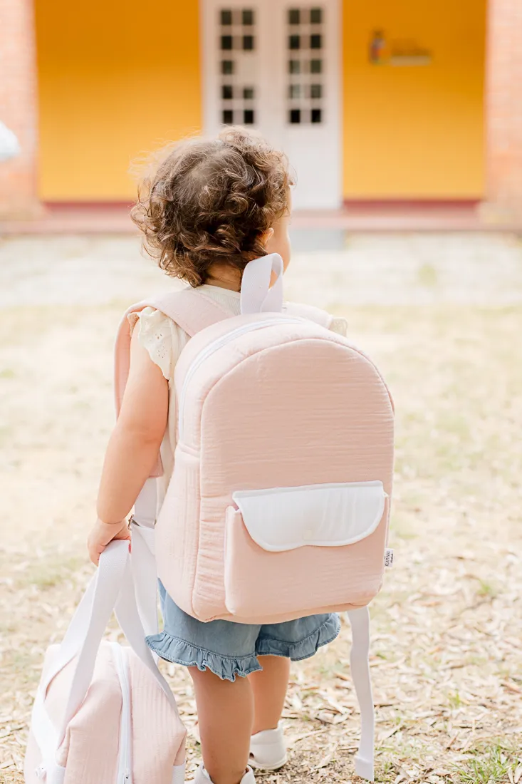 mochila lancheira creche flamingo 46