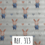 Ref. 313 Riscas Azuis e Brancas com Coelhinhos